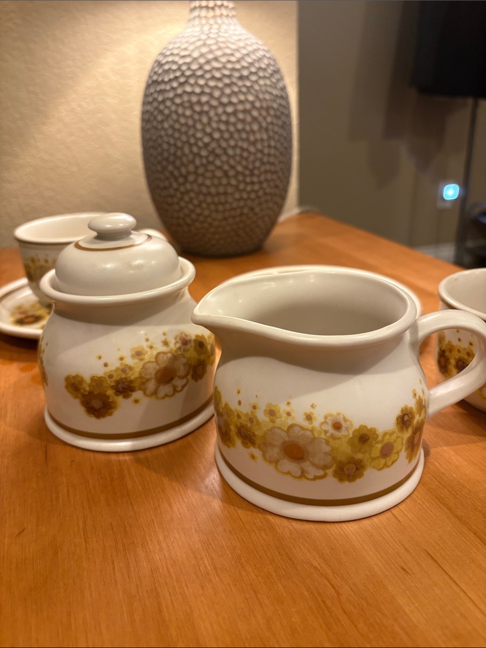 Vintage Johnson Brothers Creamer and Sugar Bowl + 3 cups w/ saucer